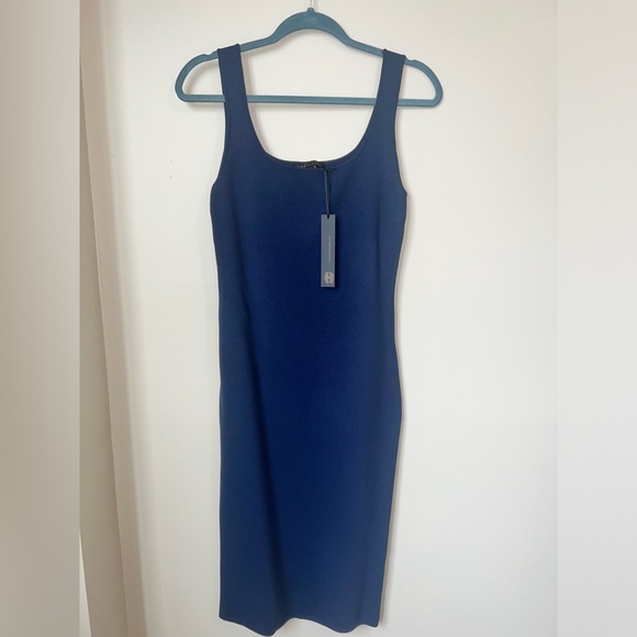 House of Harlow 1960 Bodycon Scoop Nevk Midi Dress Navy Size Small - Picture 8 of 9